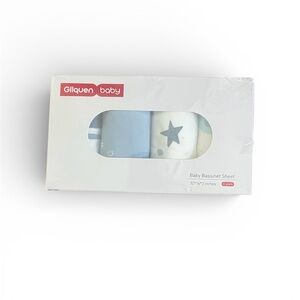 Gllquen Baby Bassinet Sheets 4-Pack 32x16x3 Fitted Soft Unisex Blue White NEW